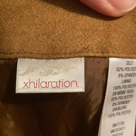 Xhilaration Brown Button-Up Suede Skirt - Picture 5 of 6